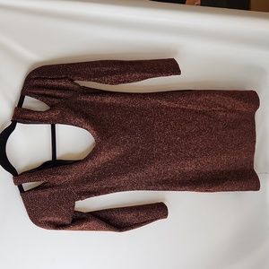 Forever 21 Sparkly Metallic Mini Dress Size M Preowned Burnt Copper